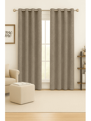 Cortina Blackout Tela Diseño 135x225 – 2 Paños Café Claro