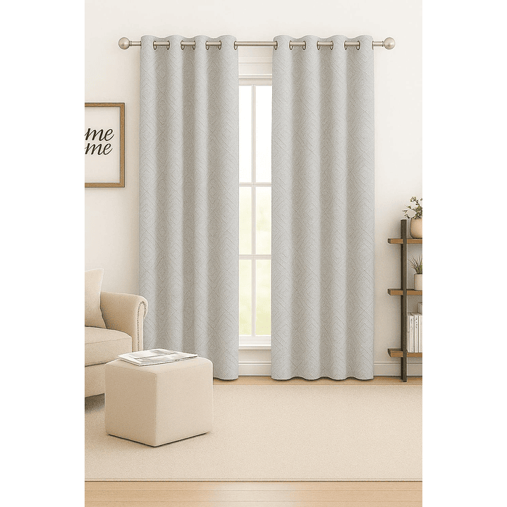 Cortina Blackout Tela Diseño 135x225 – 2 Paños Geometrica Gris 1