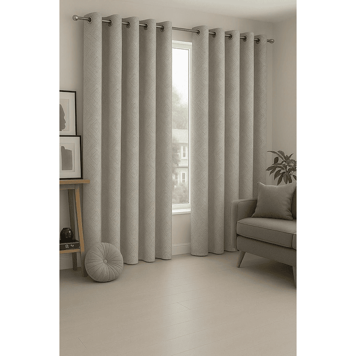 Cortina Blackout Tela Diseño 135x225 – 2 Paños Geometrica Gris 3