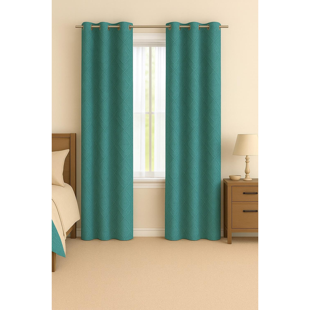 Cortina Blackout Tela Diseño 135x225 – 2 Paños Geometrica Turquesa 1