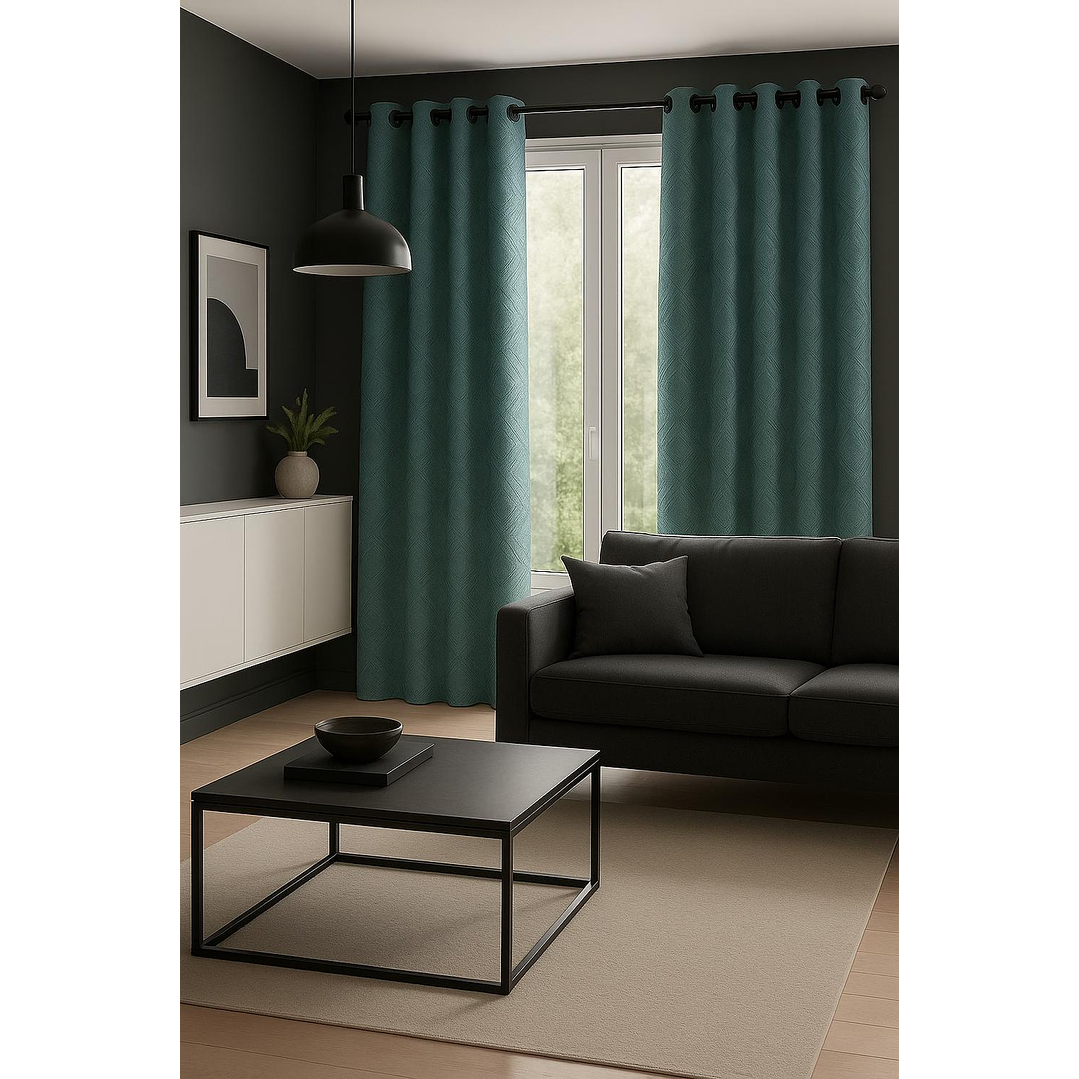 Cortina Blackout Tela Diseño 135x225 – 2 Paños Geometrica Turquesa 5