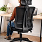 Silla de Oficina para Escritorio con Apoyacabeza Brazo Regulable Negra - Miniatura 3