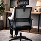 Silla de Oficina para Escritorio Mesh con Apoyacabeza Negra - Miniatura 3