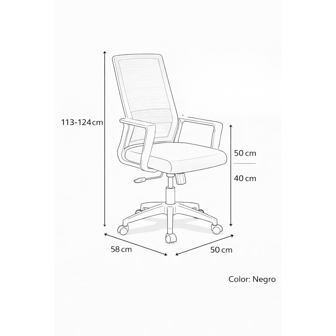 Silla de Oficina para Escritorio Mesh con Apoyacabeza Negra 5
