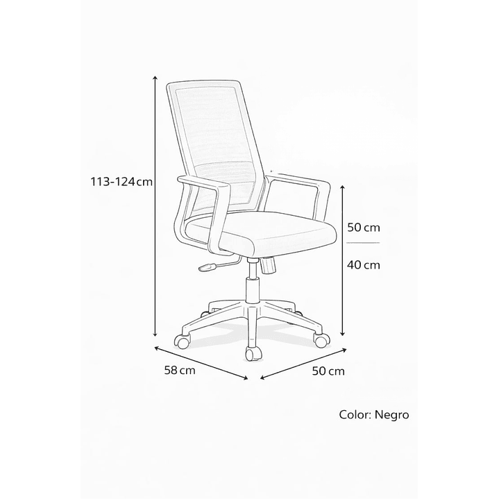 Silla de Oficina para Escritorio Mesh con Apoyacabeza Negra 5