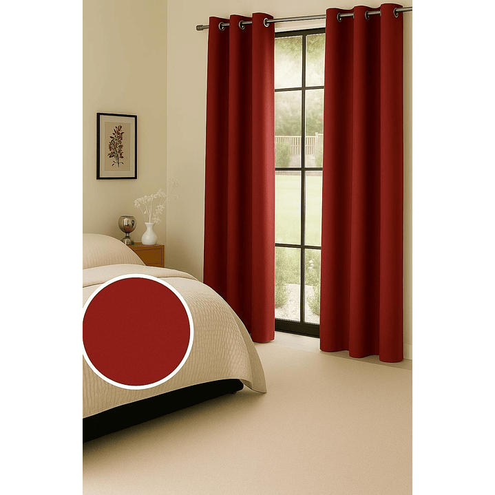 Cortinas Blackout Tela Delgada 140x225 – Pack 2 paños Rojo 4