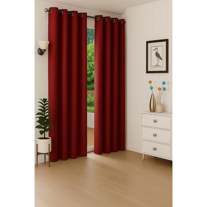 Cortinas Blackout Tela Delgada 140x225 – Pack 2 paños Rojo 5