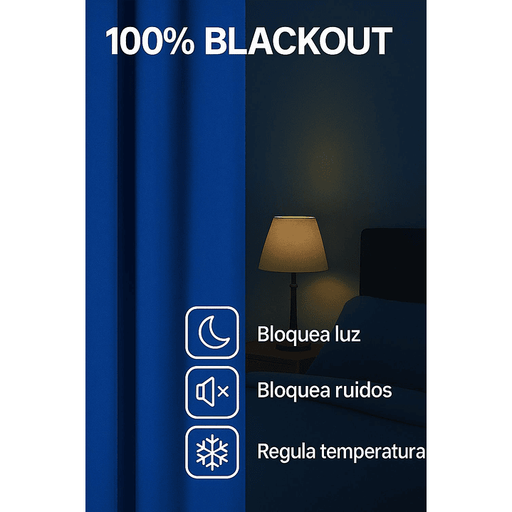 Cortinas Blackout Tela Delgada 140x225 – Pack 2 paños Azul 6