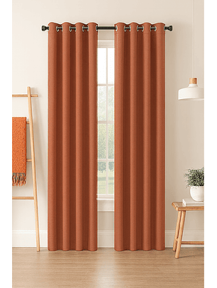 Cortinas Blackout Tela Delgada 140x225 – Pack 2 paños Naranjo