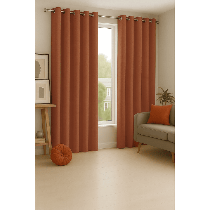 Cortinas Blackout Tela Delgada 140x225 – Pack 2 paños Naranjo 5