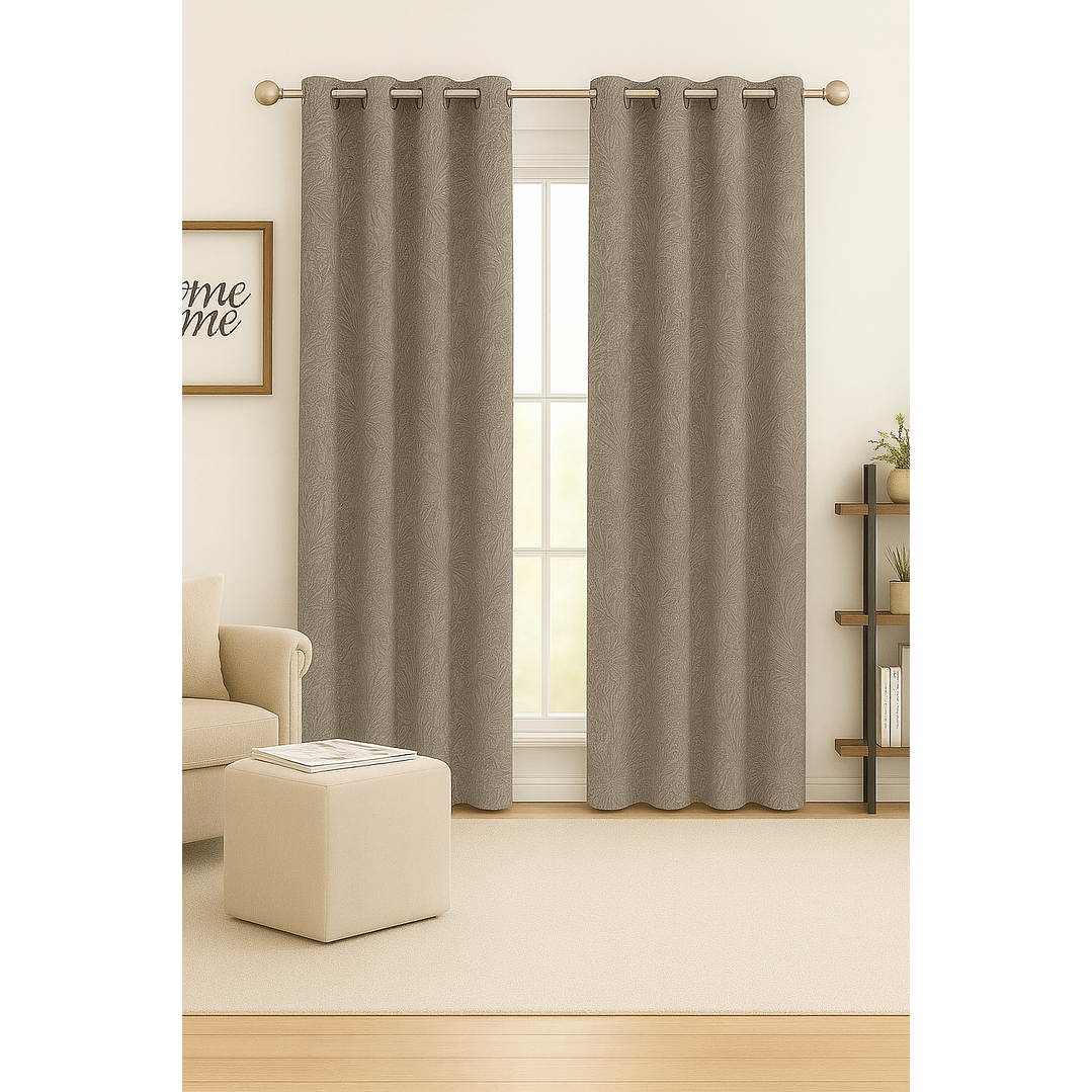 Cortina Blackout Tela Diseño 135x225 – 2 Paños Café Claro 1