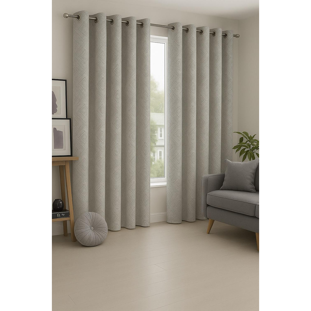 Cortina Blackout Tela Diseño 135x225 – 2 Paños Geometrica Gris 3