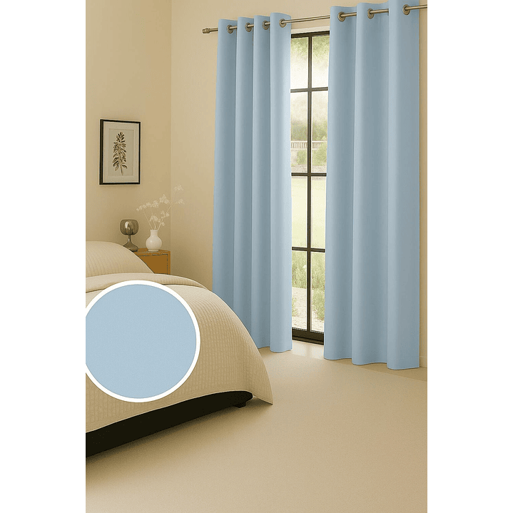 Cortinas Blackout Tela Delgada 140x225 – Pack 2 paños Azul Claro 4