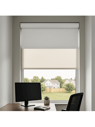 Cortina Roller Doble Blackout / Sunscreen Color Crudo