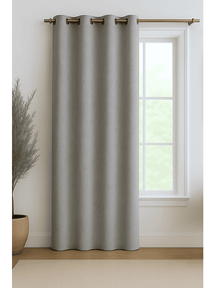 Cortina Blackout Tela Tipo Lino Gruesa 140x225 – 1 Paño Gris Claro