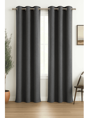 Pack 2 Cortina Blackout Lino 140x220cm Gris Oscuro