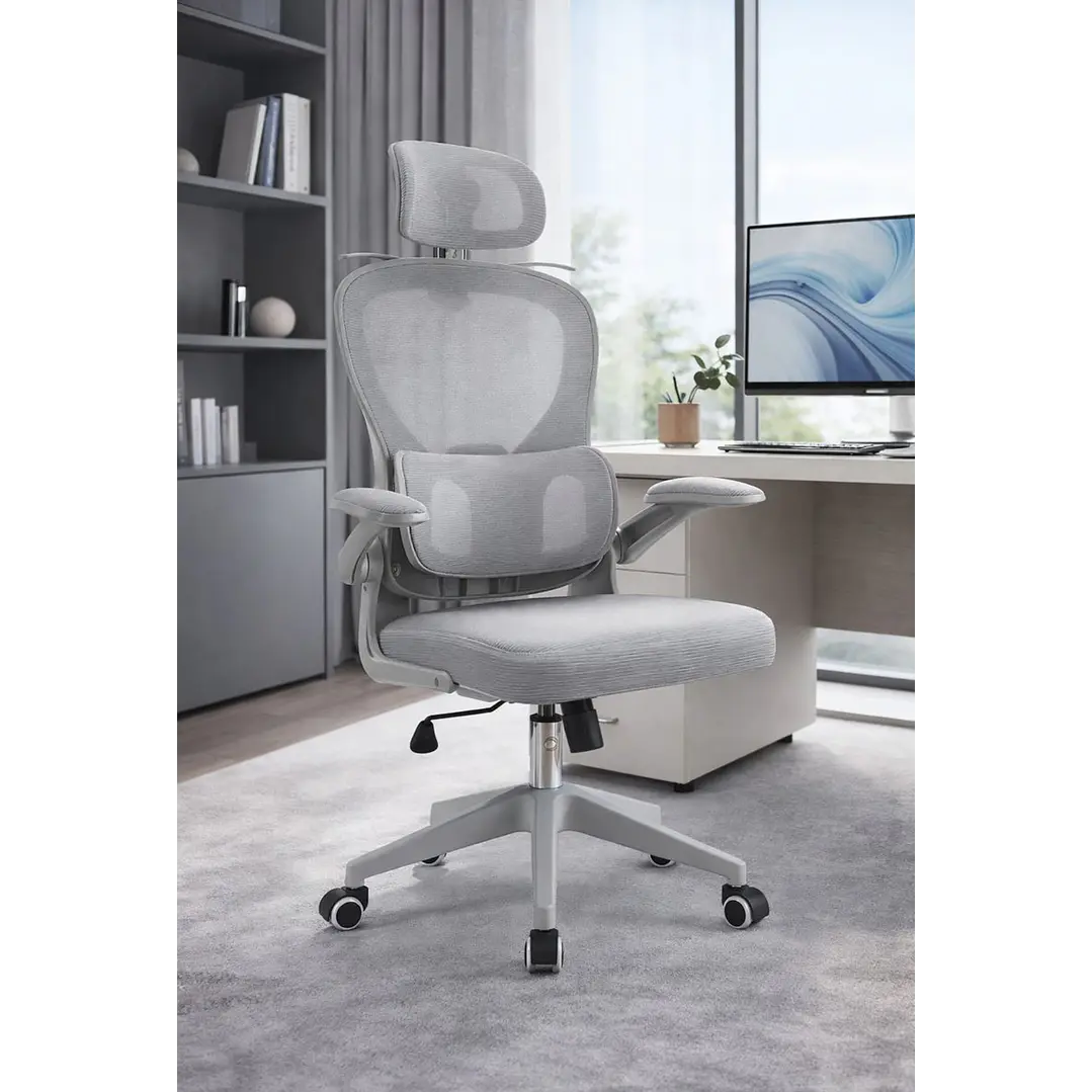 Silla Ergonomica de Oficina para Escritorio Gris 2