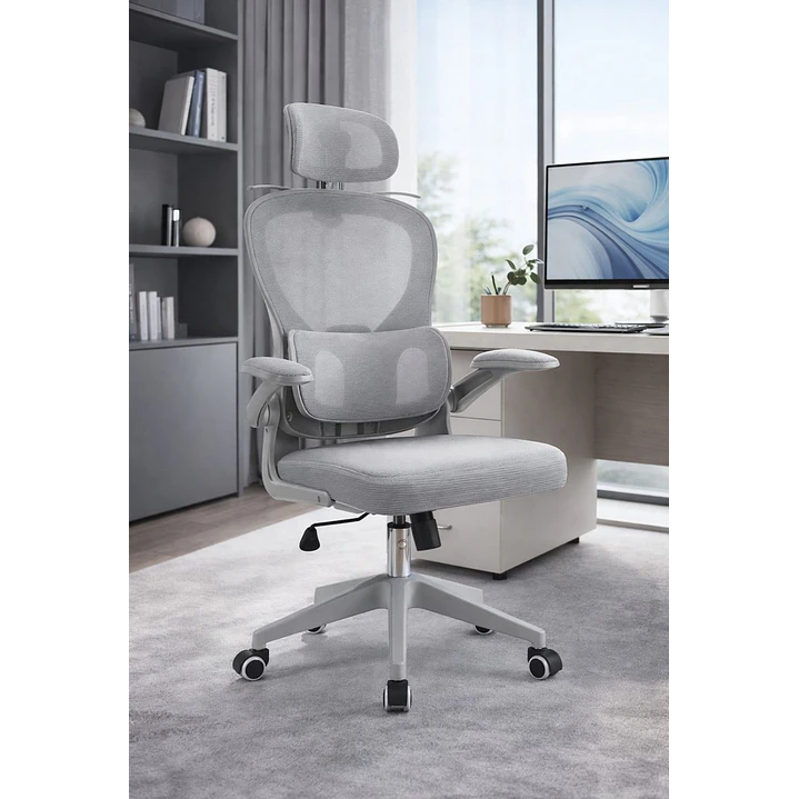 Silla Ergonomica de Oficina para Escritorio Gris 2