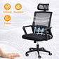Silla de Oficina para Escritorio Mesh con Apoyacabeza Negra - Miniatura 4