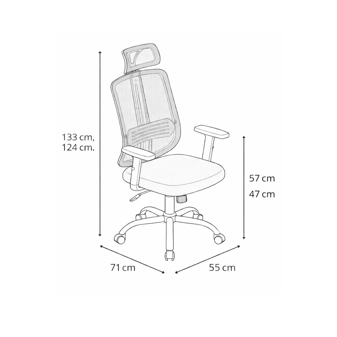 Silla de Oficina para Escritorio con Apoyacabeza Brazo Regulable Negra 5
