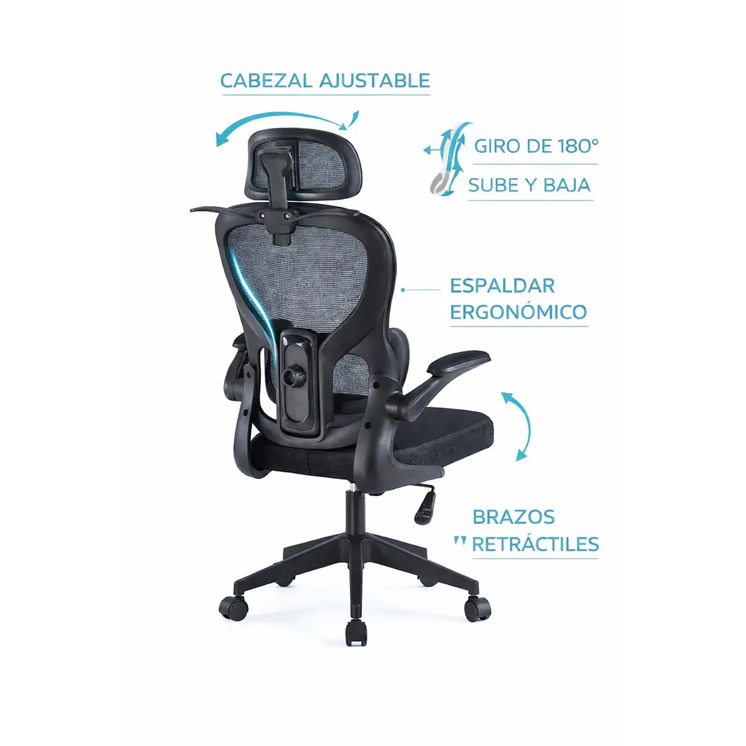 Silla Ergonomica de Oficina para Escritorio Negra 3