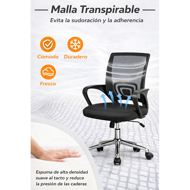 Silla De Oficina para Escritorio Negra 5