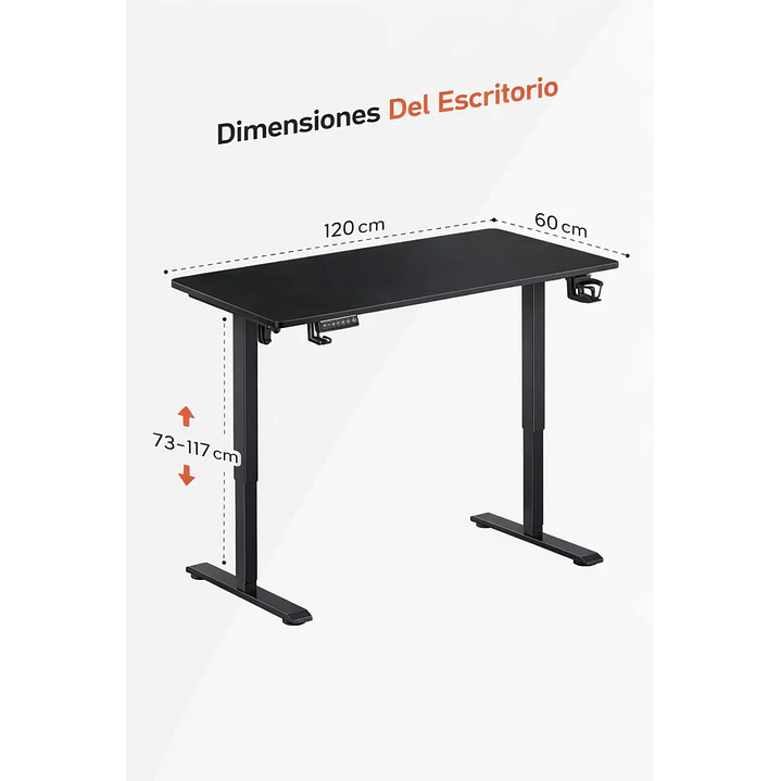 Escritorio Electrico Altura Regulable Negro 5