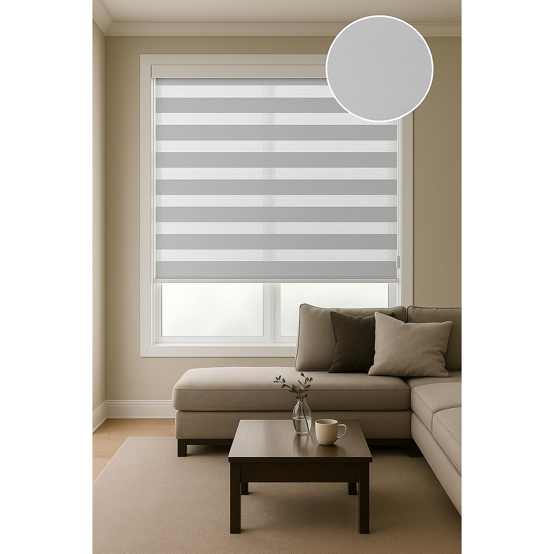 Cortina Roller Duo Zebra Color Gris 1