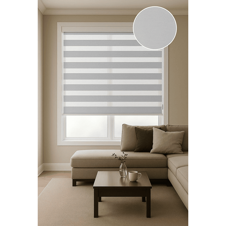 Cortina Roller Duo Zebra Color Gris 1