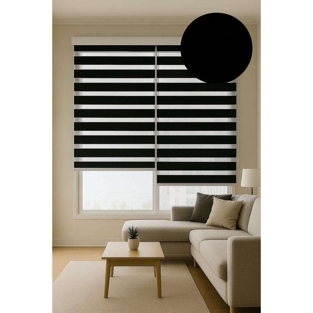 Cortina Roller Duo Zebra Color Negra  1