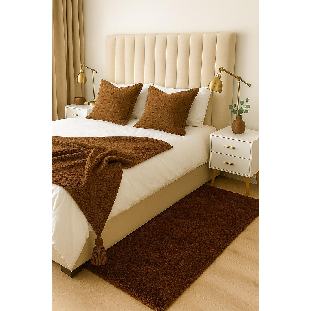 Alfombra Bajada De Cama Clems Shaggy 60x150 Café 1