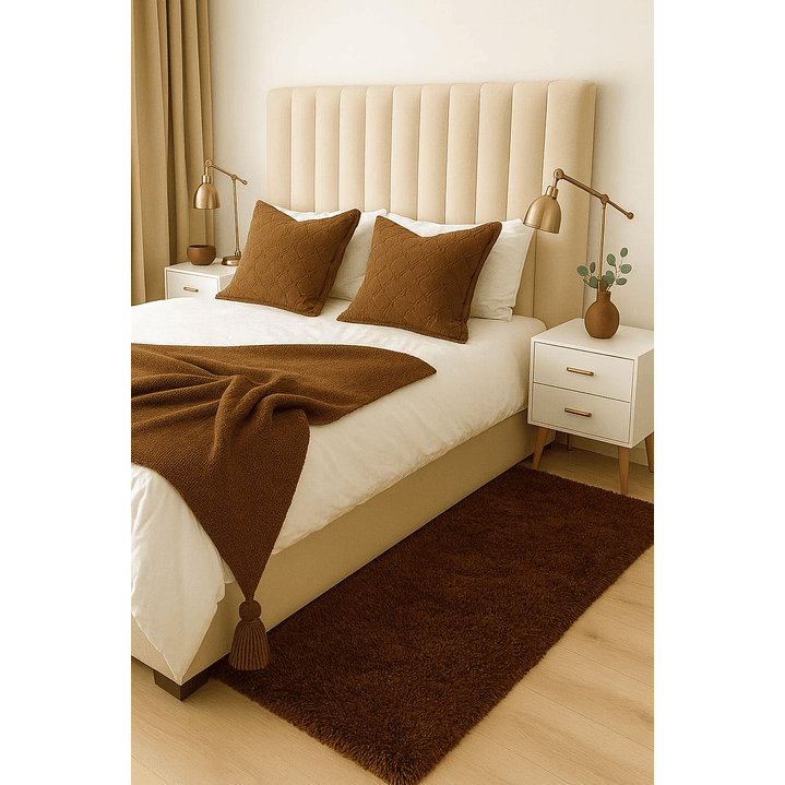 Alfombra Bajada De Cama Clems Shaggy 60x150 Café 1