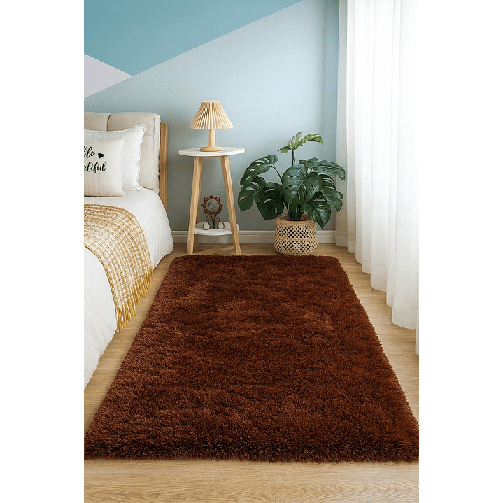 Alfombra Bajada De Cama Clems Shaggy 60x150 Café 2