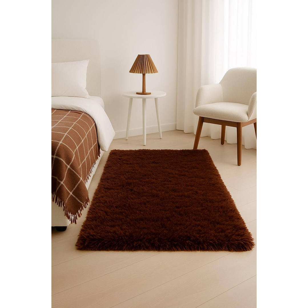 Alfombra Bajada De Cama Clems Shaggy 60x150 Café 3
