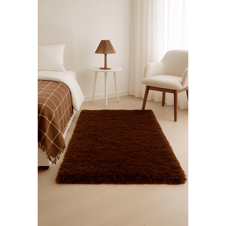 Alfombra Bajada De Cama Clems Shaggy 60x150 Café 3