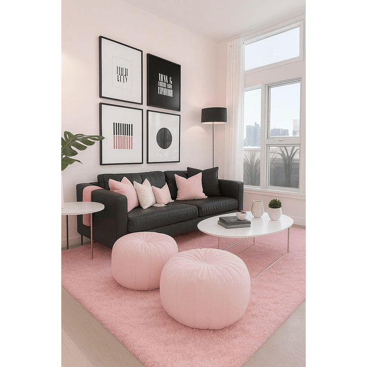 Alfombra Peluda Shaggy Rosa 200x220 Clems 2