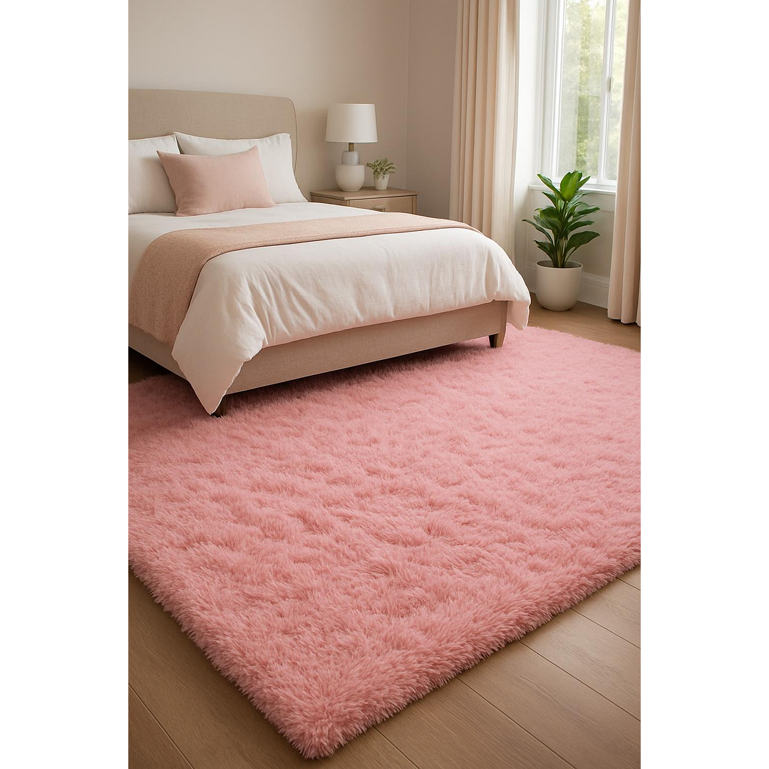 Alfombra Peluda Shaggy Rosa 200x220 Clems 3