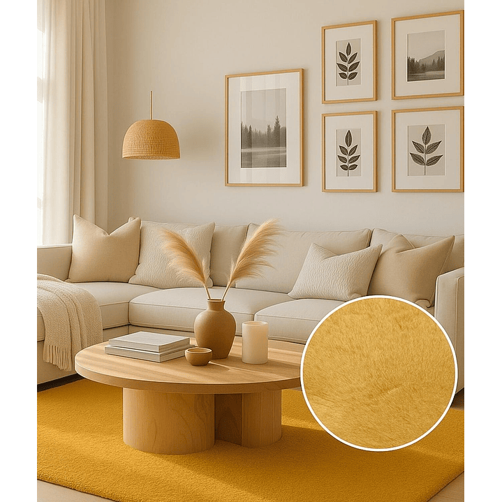 Alfombra Timmy Peluda Extra Suave Amarillo Gold 200x220 1