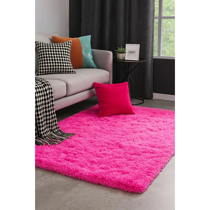 Alfombra Peluda Shaggy Clems 200x220 Fucsia 2