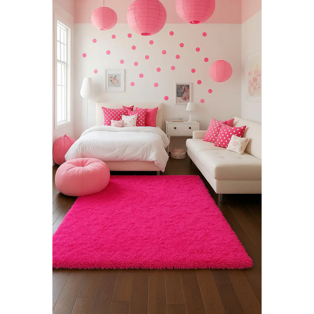 Alfombra Peluda Shaggy Clems 200x220 Fucsia 5