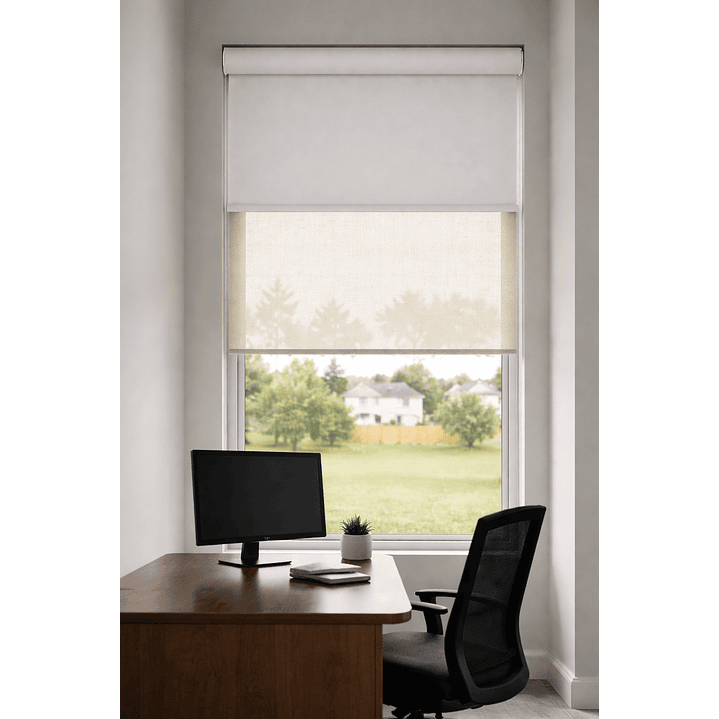 Cortina Roller Doble Blackout / Sunscreen Color Crudo 2