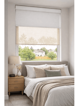 Cortina Roller Doble Blackout / Sunscreen Color Crudo