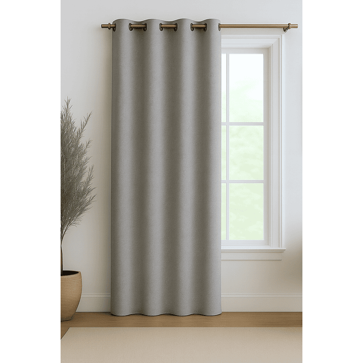 Cortina Blackout Tela Tipo Lino Gruesa 140x225 – 1 Paño Gris Claro 1