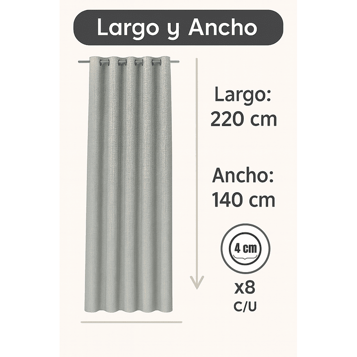 Cortina Blackout Tela Tipo Lino Gruesa 140x225 – 1 Paño Gris Claro 3