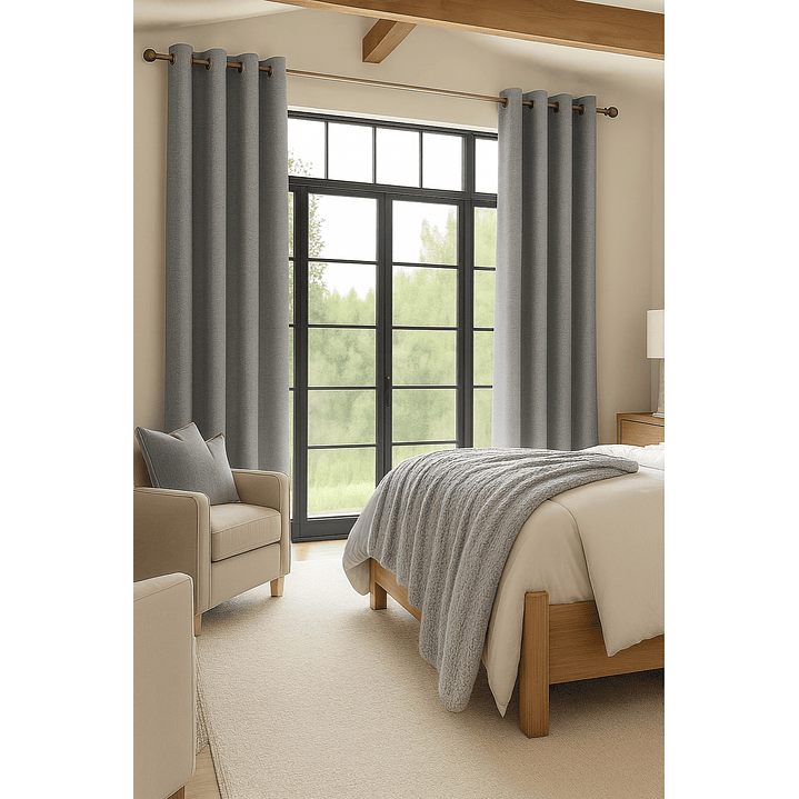 Cortina Blackout Tela Tipo Lino Gruesa 140x225 – 1 Paño Gris Claro 5