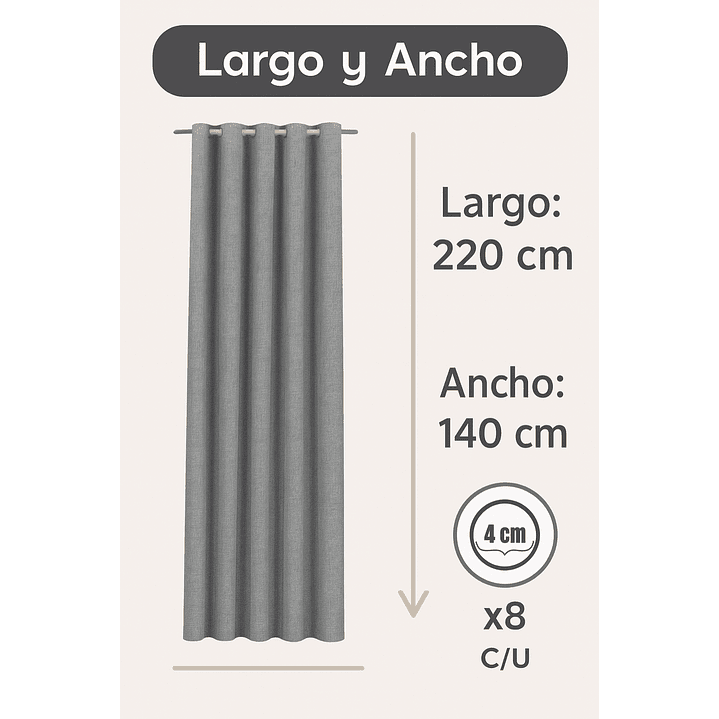 Cortina Blackout Lino 140x220cm Gris Oscuro 3
