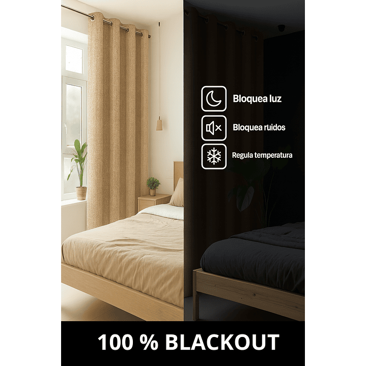 Cortina Blackout Tela Tipo Lino Gruesa 140x225 – Pack  2 Paños Taupe 2