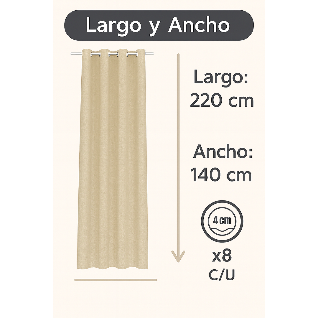 Cortina Blackout Tela Tipo Lino Gruesa 140x225 – Pack  2 Paños Taupe 3