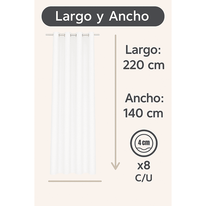 Cortina Blackout Tela Tipo Lino Gruesa 140x225 – Pack  2 Paños Blanco 3