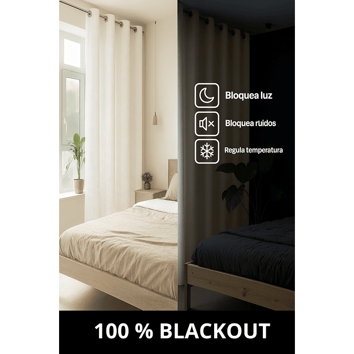 Cortina Blackout Tela Tipo Lino Gruesa 140x225 – 1 Paño Blanco 2